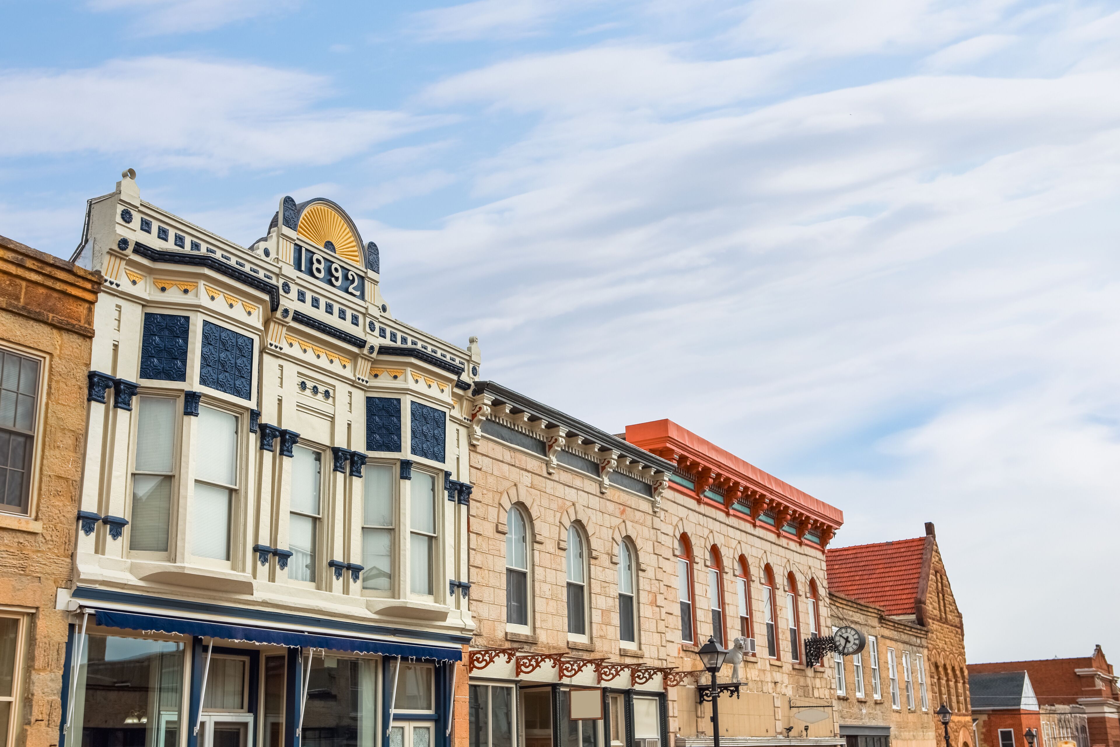 Shops along main street, in the midwestern usa