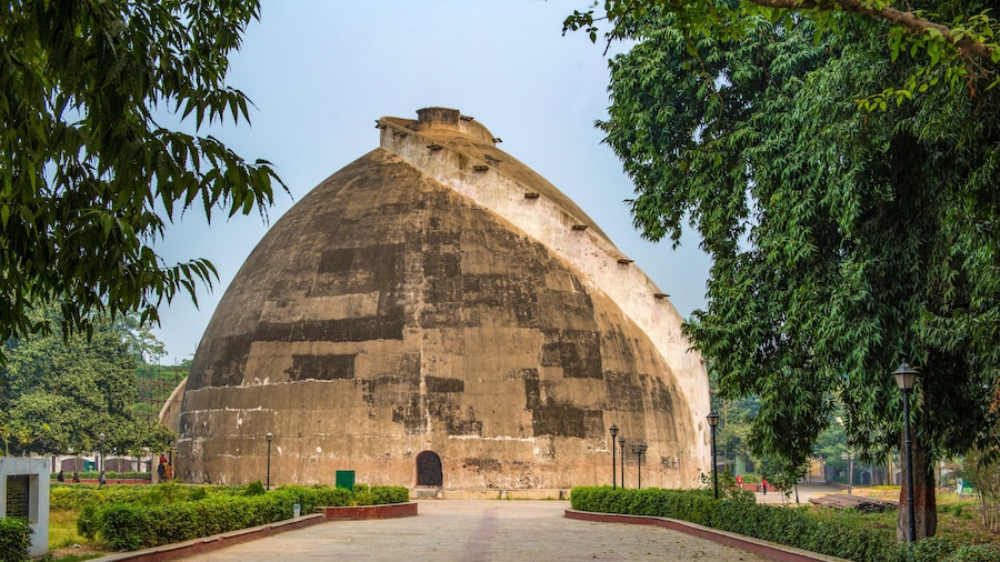 PATNA, BIHAR, INDIA., A spiral staircase leads to the top oft Stupa shaped grainary Golghar, built by the East India Company against the famine in 1786.