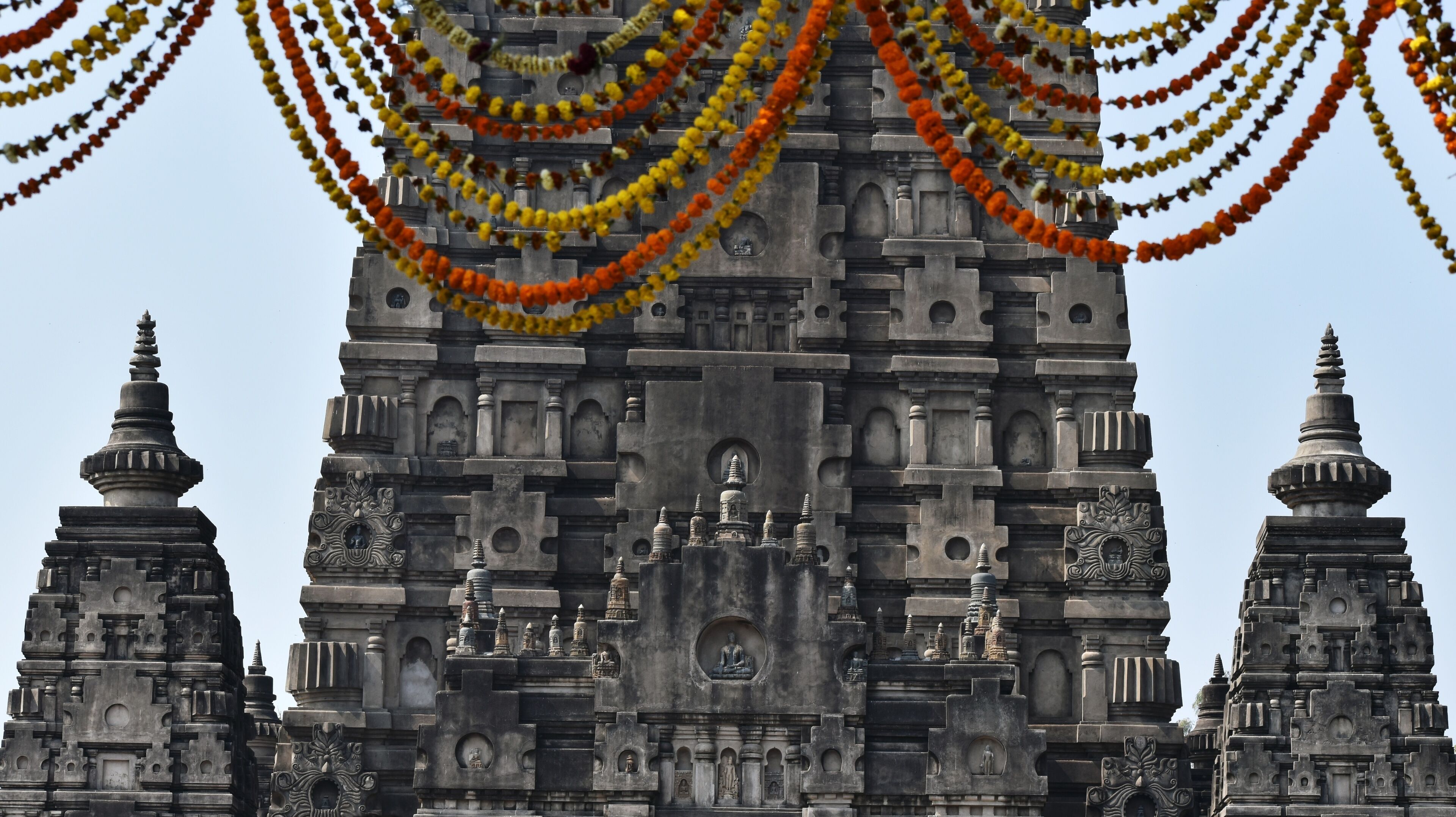 Buddhist temple in India Bodh Gaya maha bodhi complex, Bihar 
