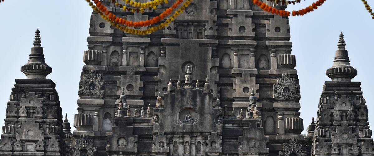 Buddhist temple in India Bodh Gaya maha bodhi complex, Bihar