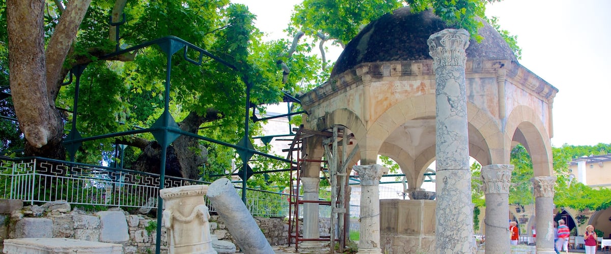 Tree of Hippocrates which includes heritage architecture and a ruin