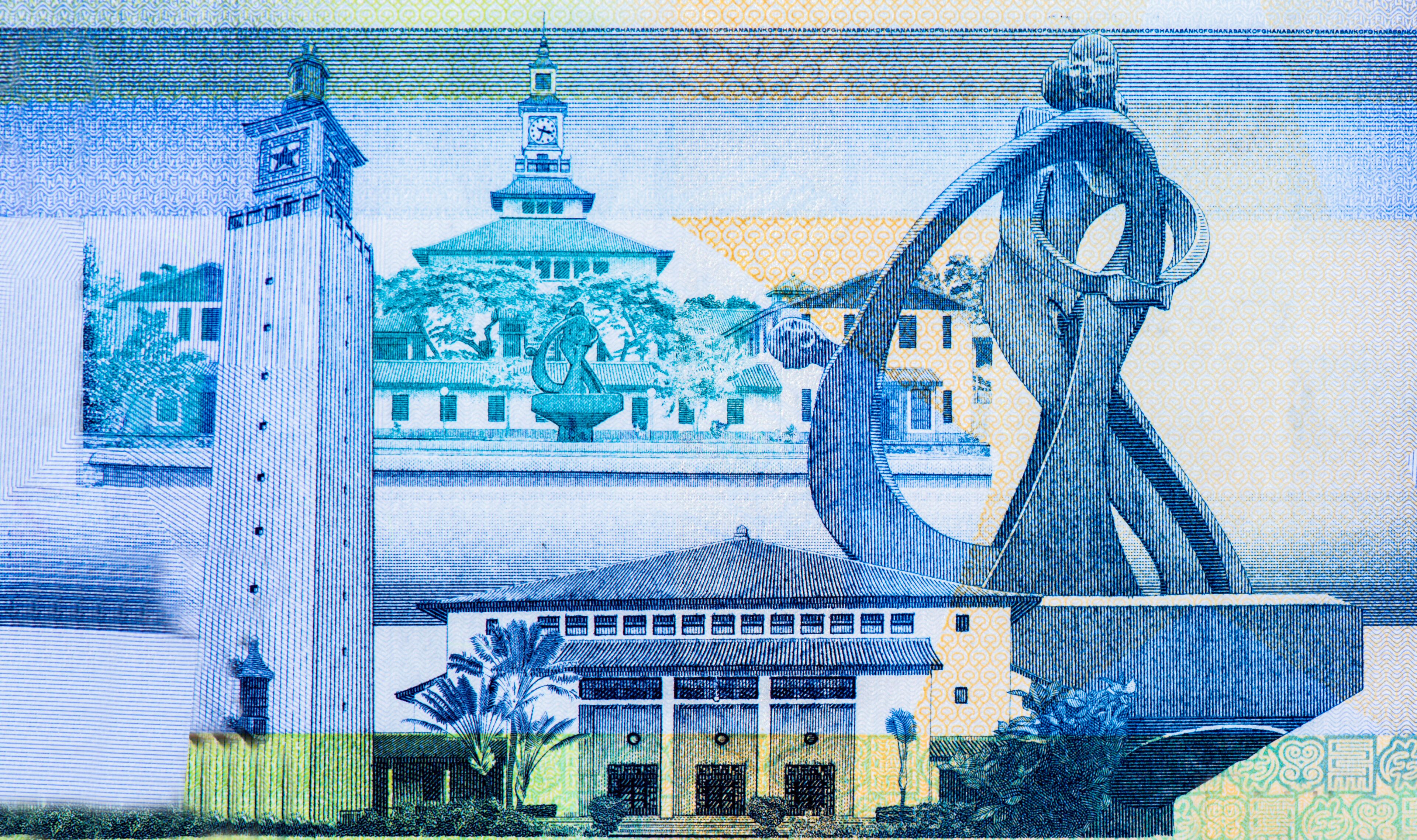 University of Ghana building, Portrait from Ghana 5 Cedis 2019 Banknotes.