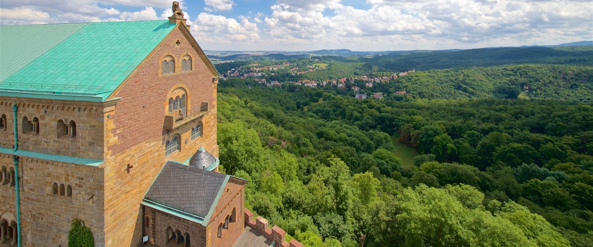 Wartburg Castle showing landscape views, tranquil scenes and heritage elements