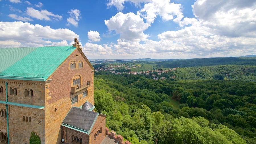 Wartburg Castle featuring landscape views, heritage elements and tranquil scenes