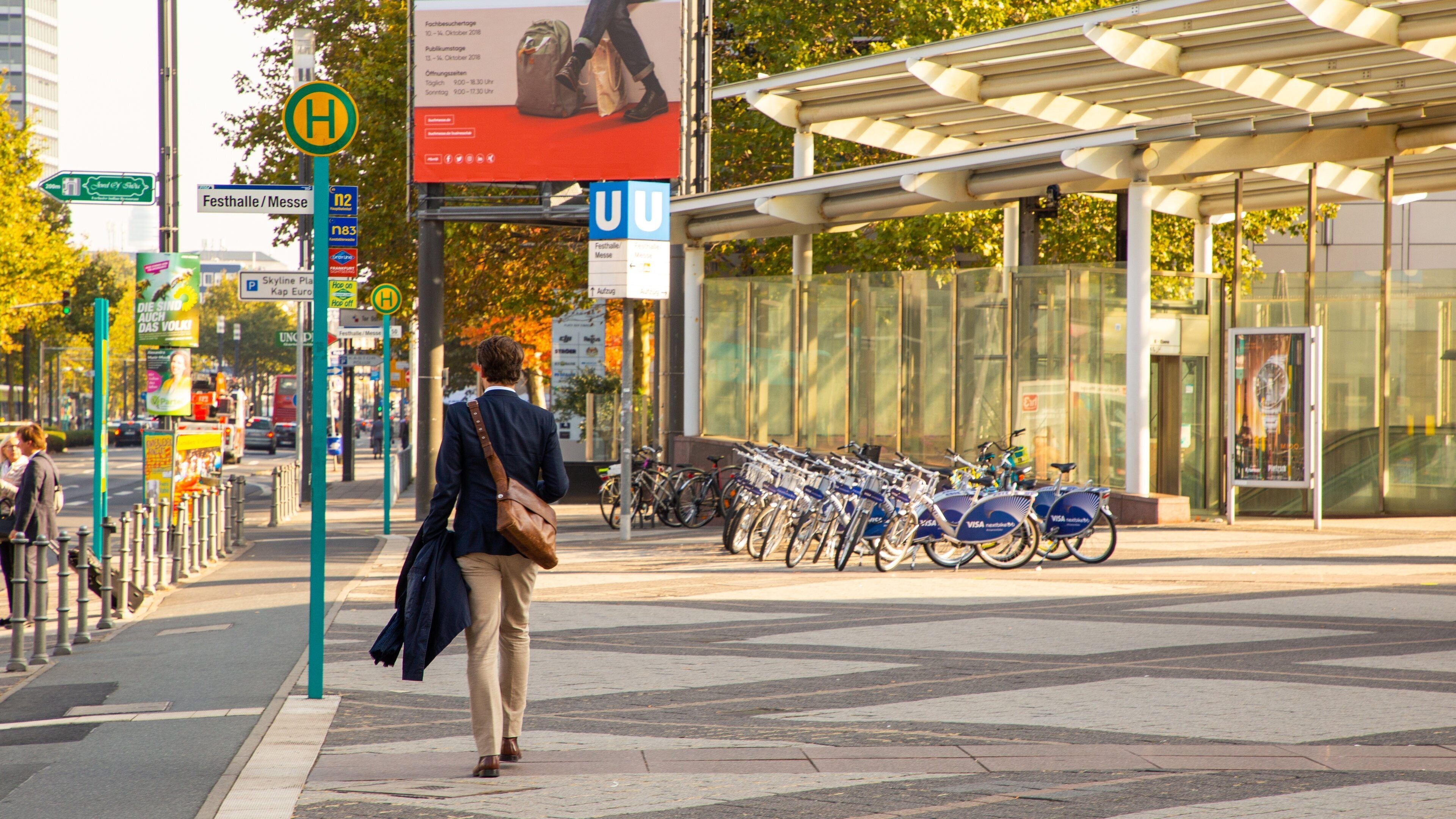 Festhalle Frankfurt which includes street scenes as well as an individual male