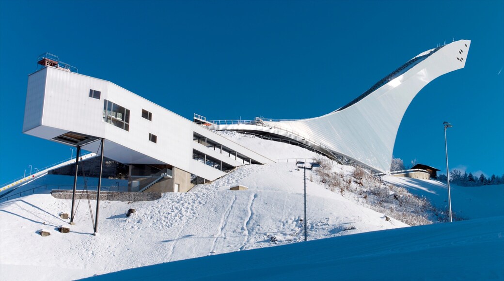 Garmisch-Partenkirchen Ski Resort showing snow skiing, modern architecture and snow
