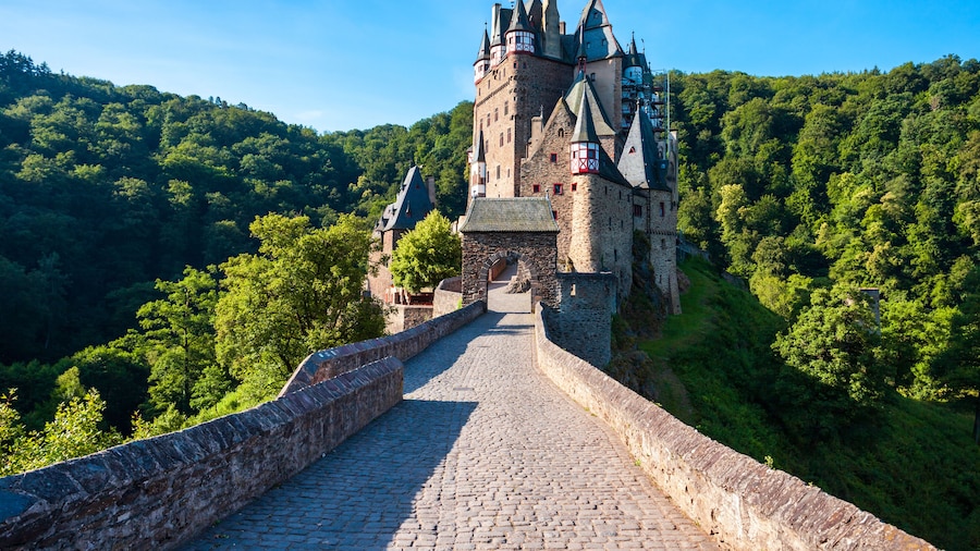 Eltz Castle or Burg Eltz is a medieval castle in the hills above the Moselle River near Koblenz in Germany; Shutterstock ID 1829154116; Purchase Order: -