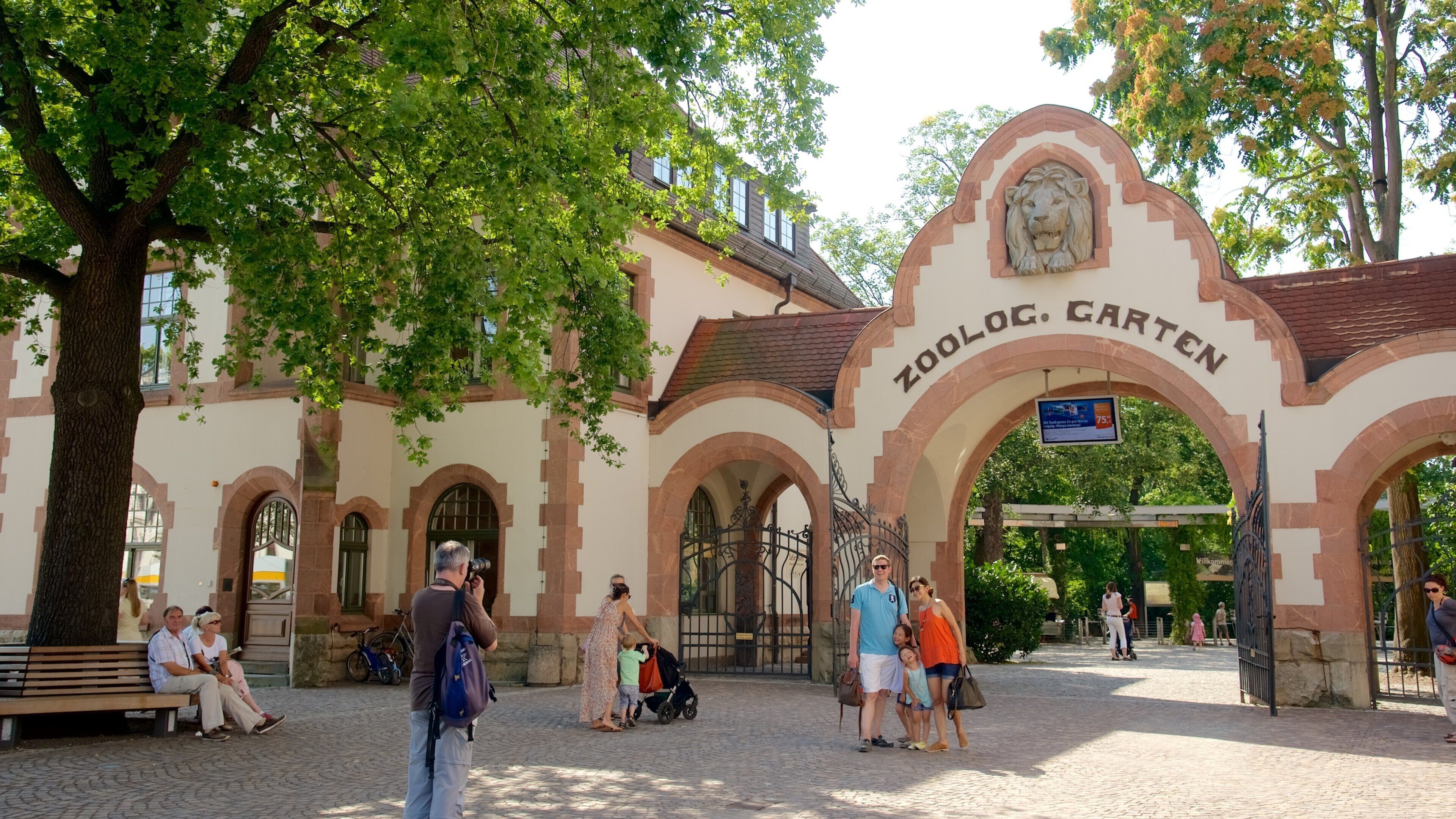 Leipzig Zoo which includes street scenes and zoo animals as well as a small group of people