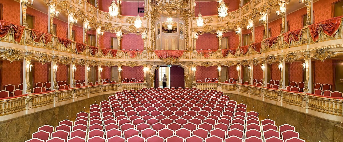 Cuvillies Theatre which includes heritage elements, interior views and theater scenes