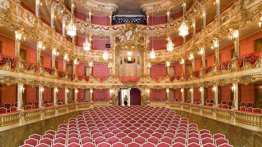 Cuvillies Theatre which includes heritage elements, interior views and theater scenes