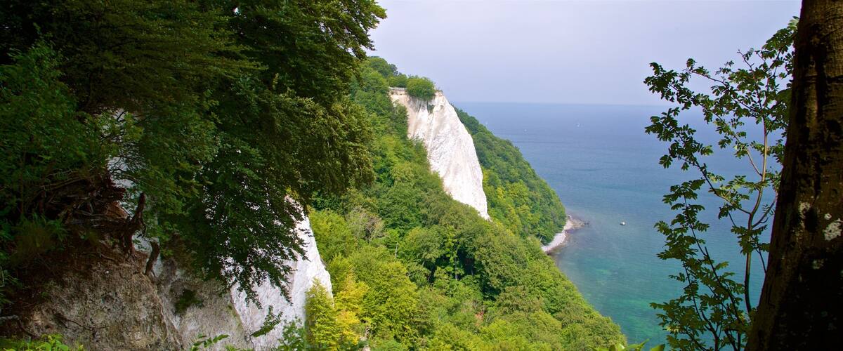 Jasmund National Park featuring rocky coastline and general coastal views