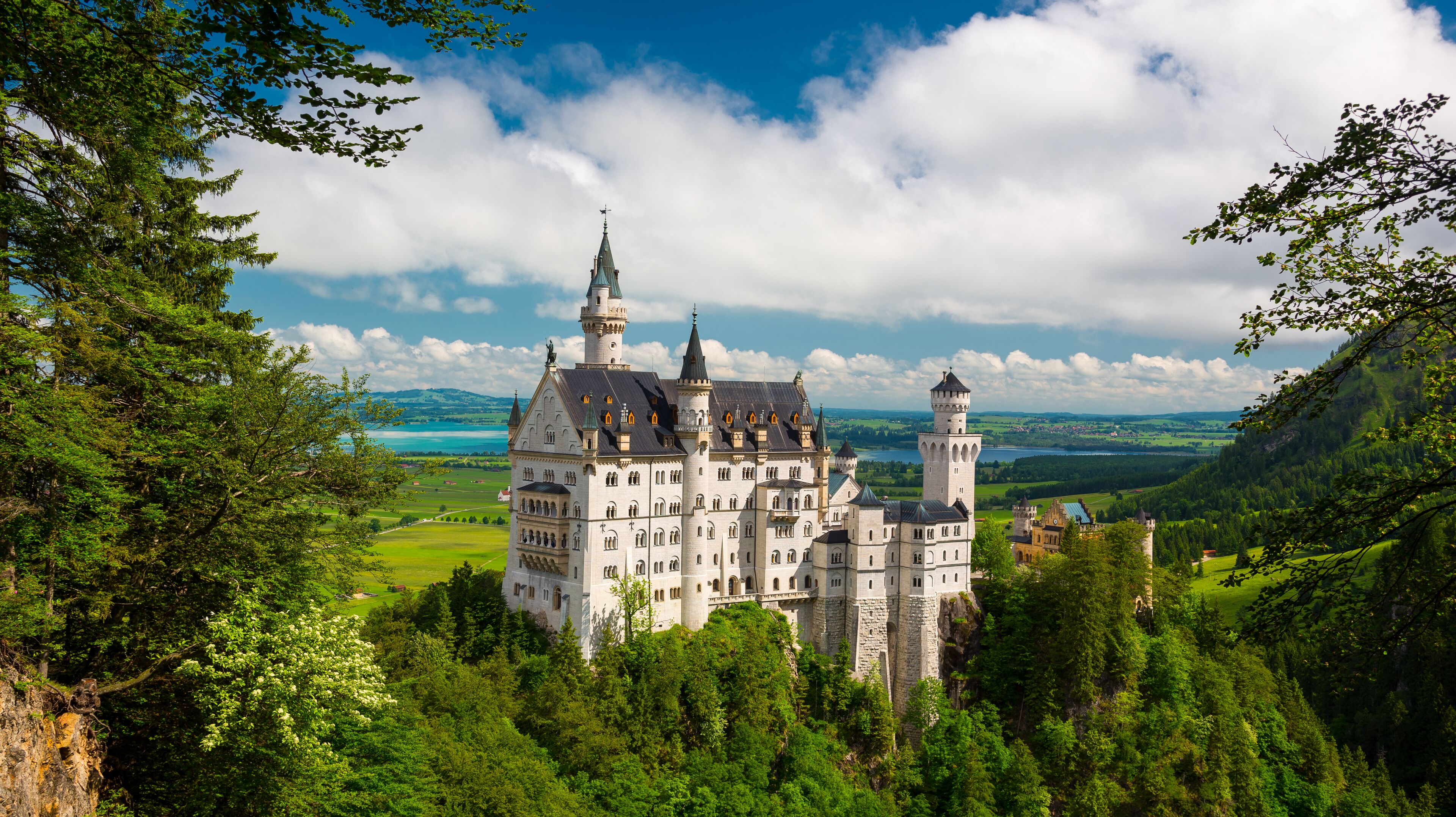 Neuschwanstein, Lovely Summer Landscape Panorama Picture of the fairy tale castle near Munich in Bavaria, Germany; Shutterstock ID 621068894