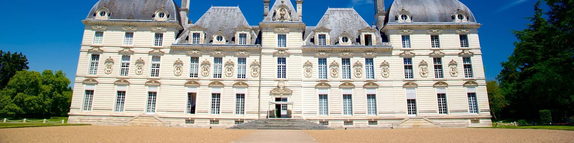 Chateau de Cheverny mostrando arquitetura de patrimônio e um pequeno castelo ou palácio