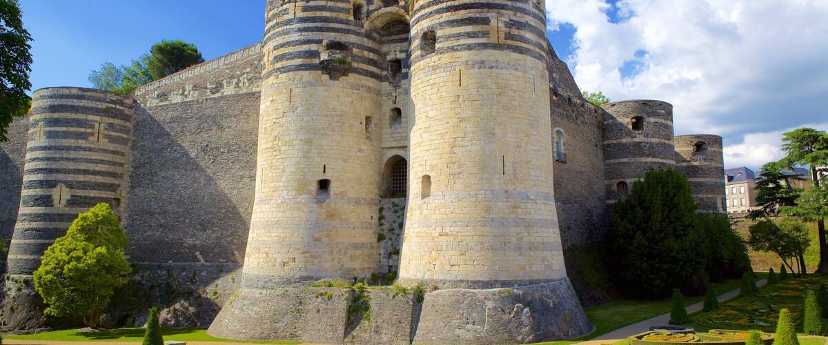 Chateau d\'Angers showing a park and heritage elements