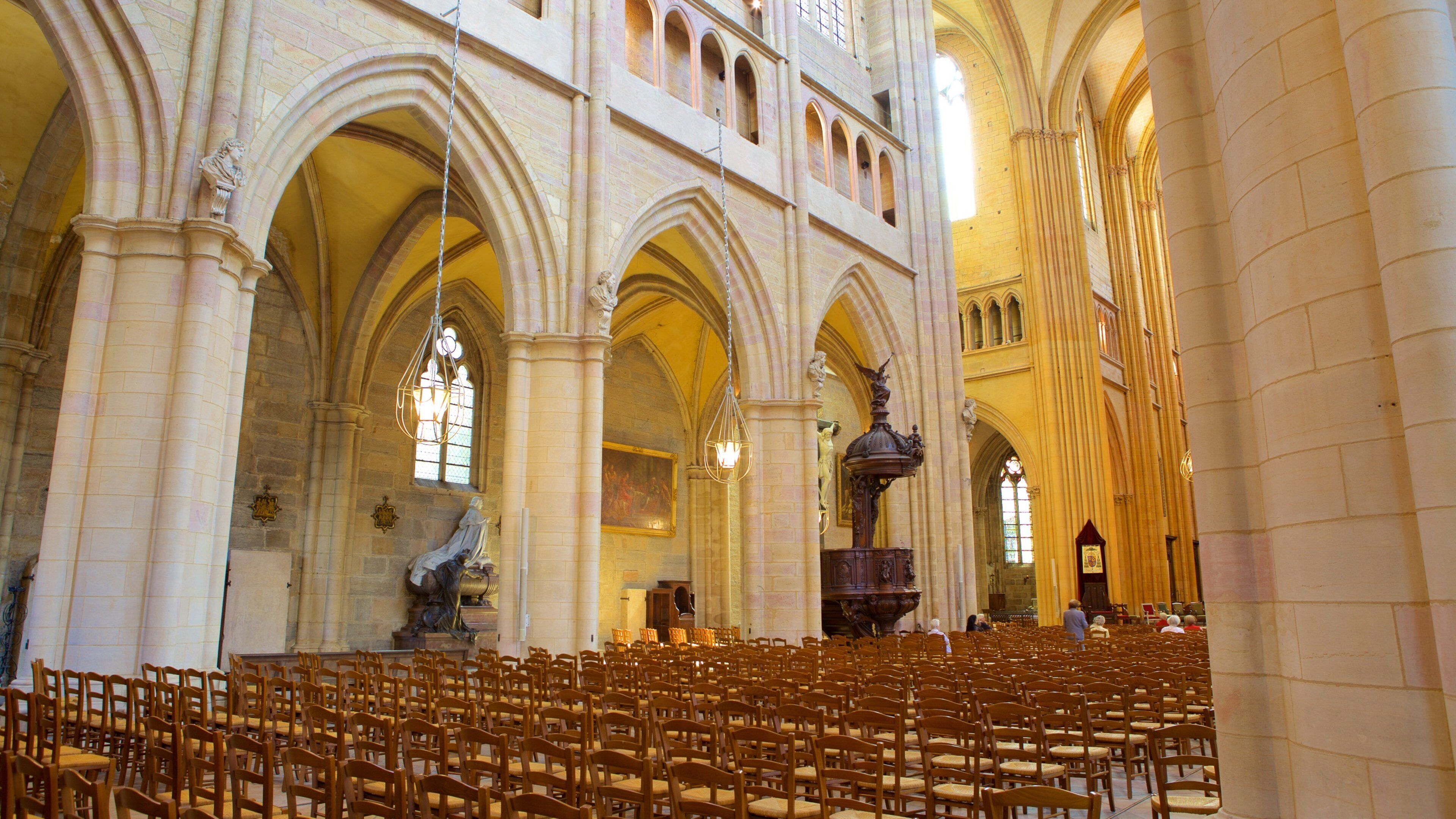 Dijon Cathedral showing heritage elements, a church or cathedral and interior views
