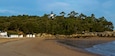 Vendée, France: Bois de la Chaize beach and the lighthouse of the ladies, on the island of Noirmoutier, January 2021.