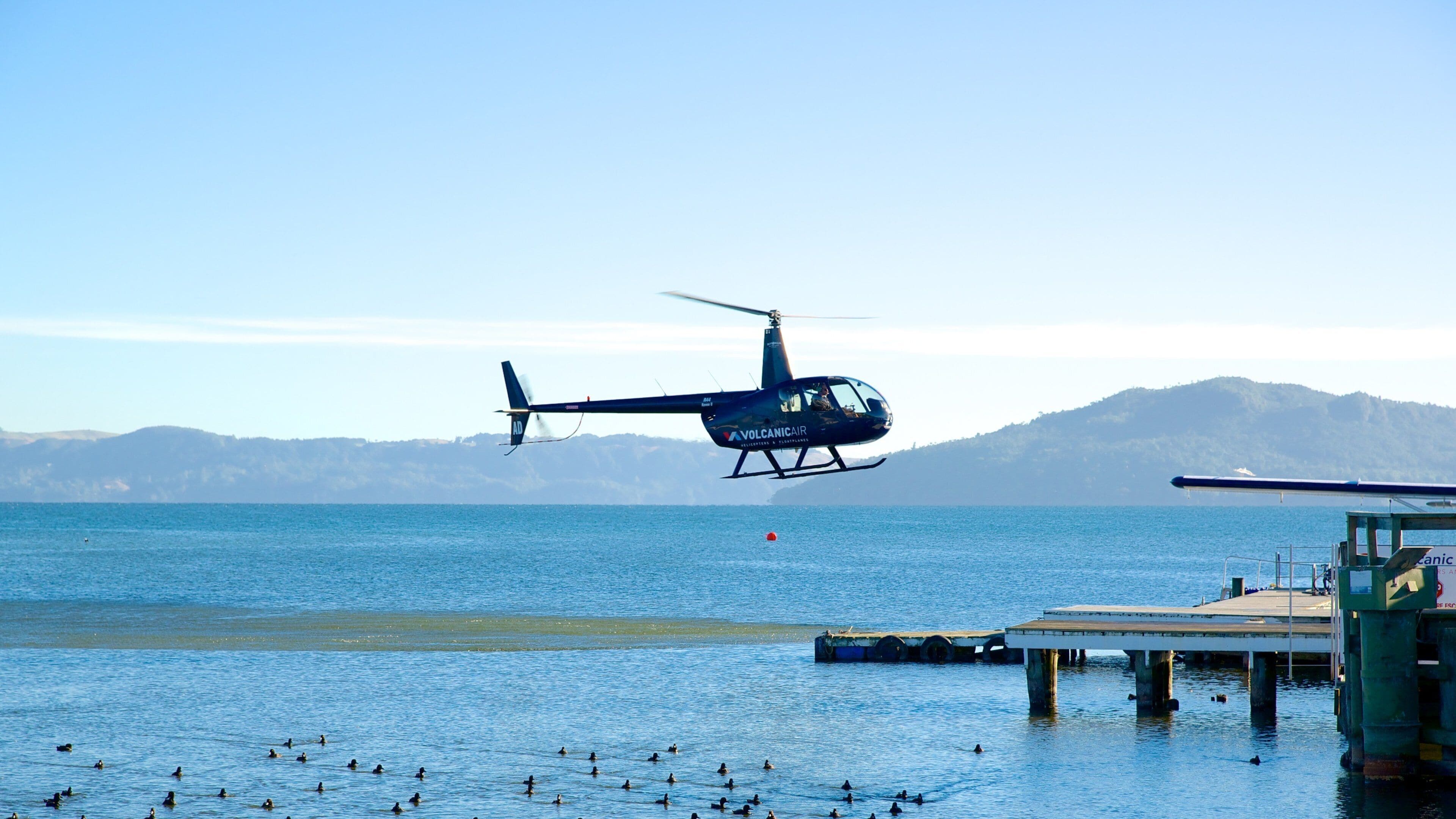 Lake Rotorua featuring an aircraft and a lake or waterhole