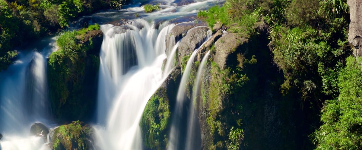 Waipunga Falls mit einem Wasserfall und Fluss oder Bach