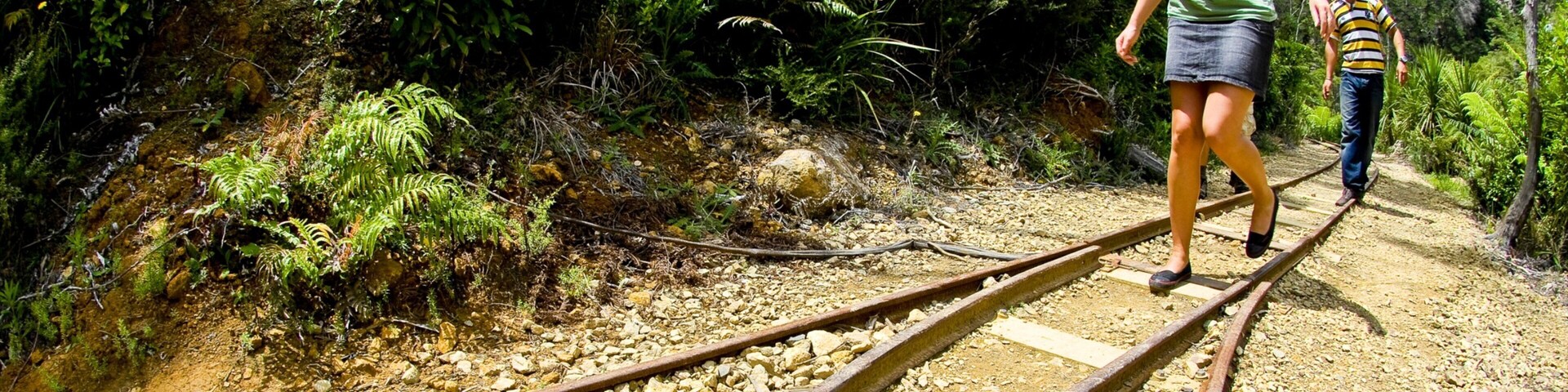 Karangahake Gorge showing railway items and hiking or walking as well as a couple