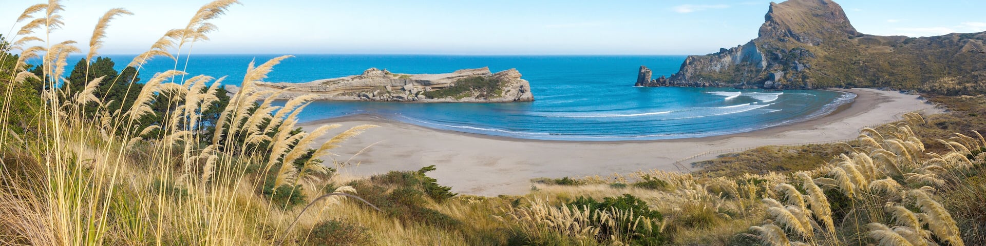 Castlepoint beach panoramic landscape, New Zealand