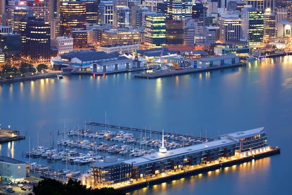 Mount Victoria Lookout featuring a marina, night scenes and a bay or harbor