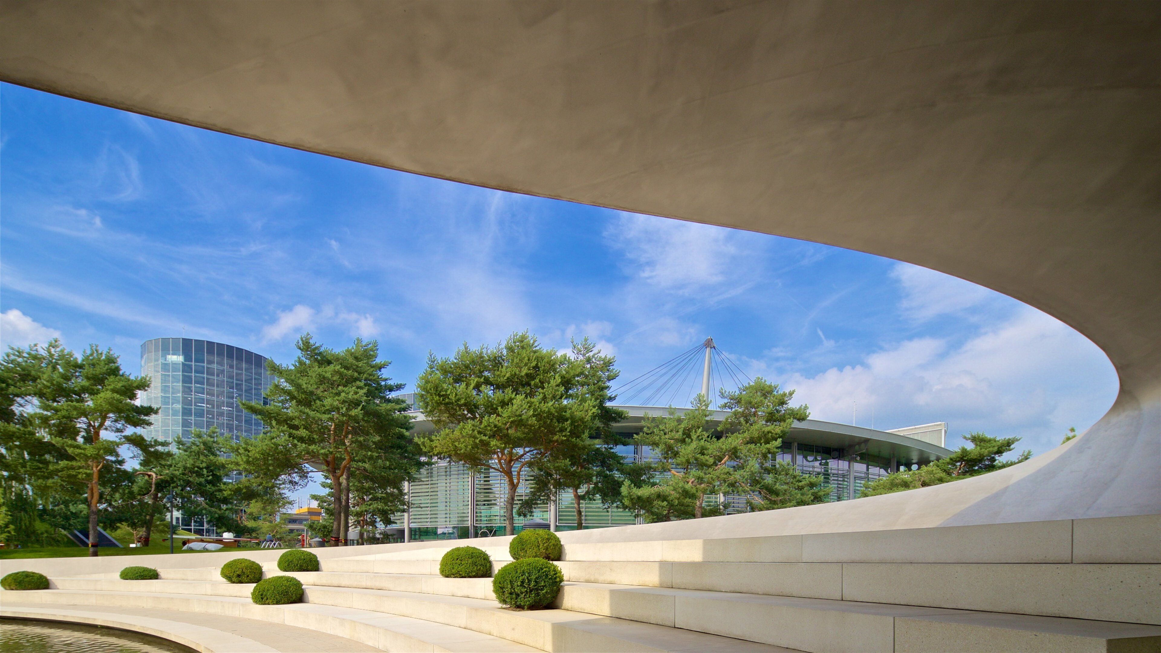 Volkswagen Autostadt Complex featuring modern architecture and a city