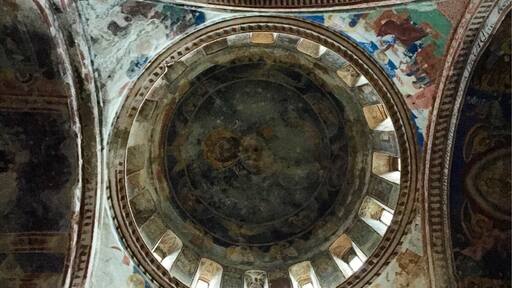 A beautiful church. Beautiful frescoes all over. I was the only one there at the time, it was very quiet.