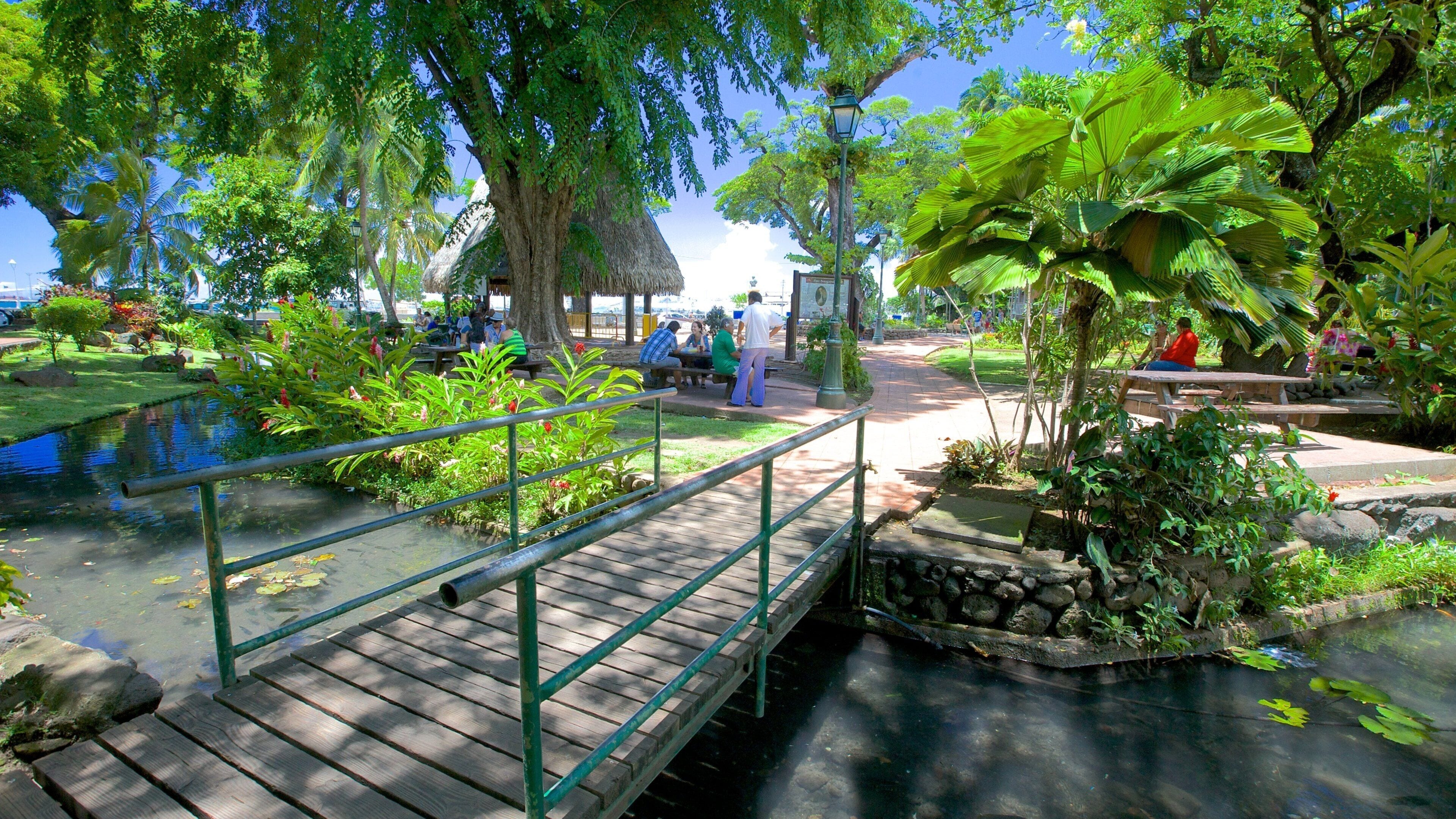 Parc Bougainville featuring a bridge