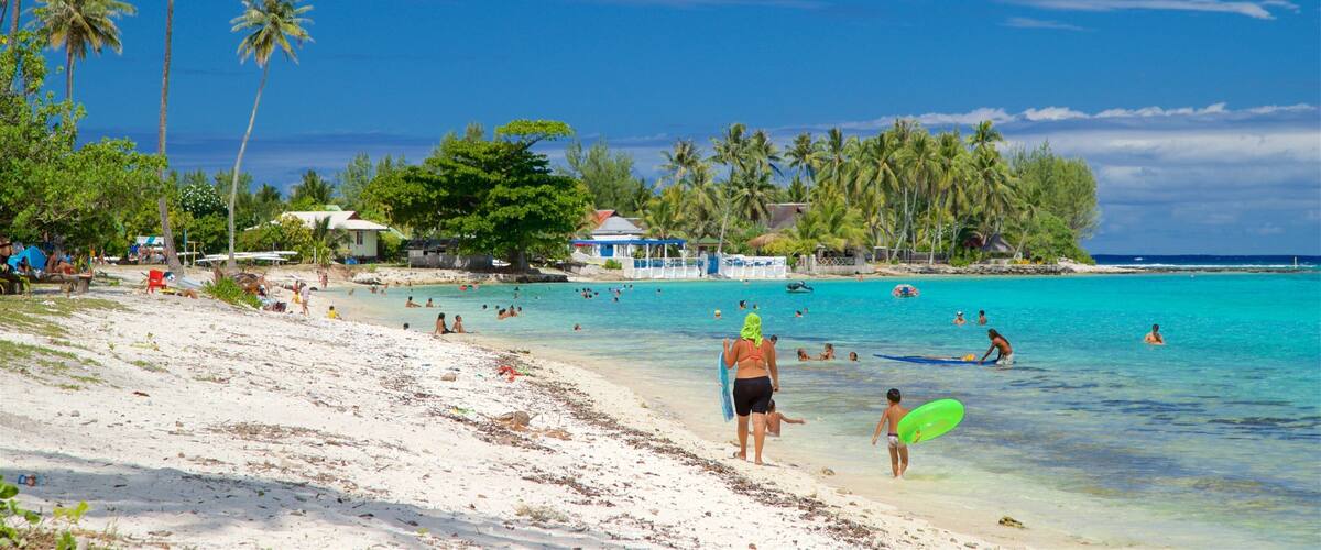 Temae featuring general coastal views, a sandy beach and tropical scenes