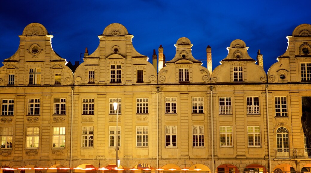Grand Place showing night scenes and a house