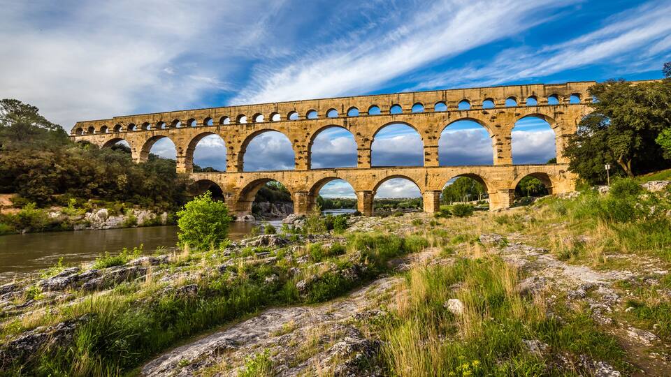 Roman Aqueduct Pont du Gard - Nimes, France