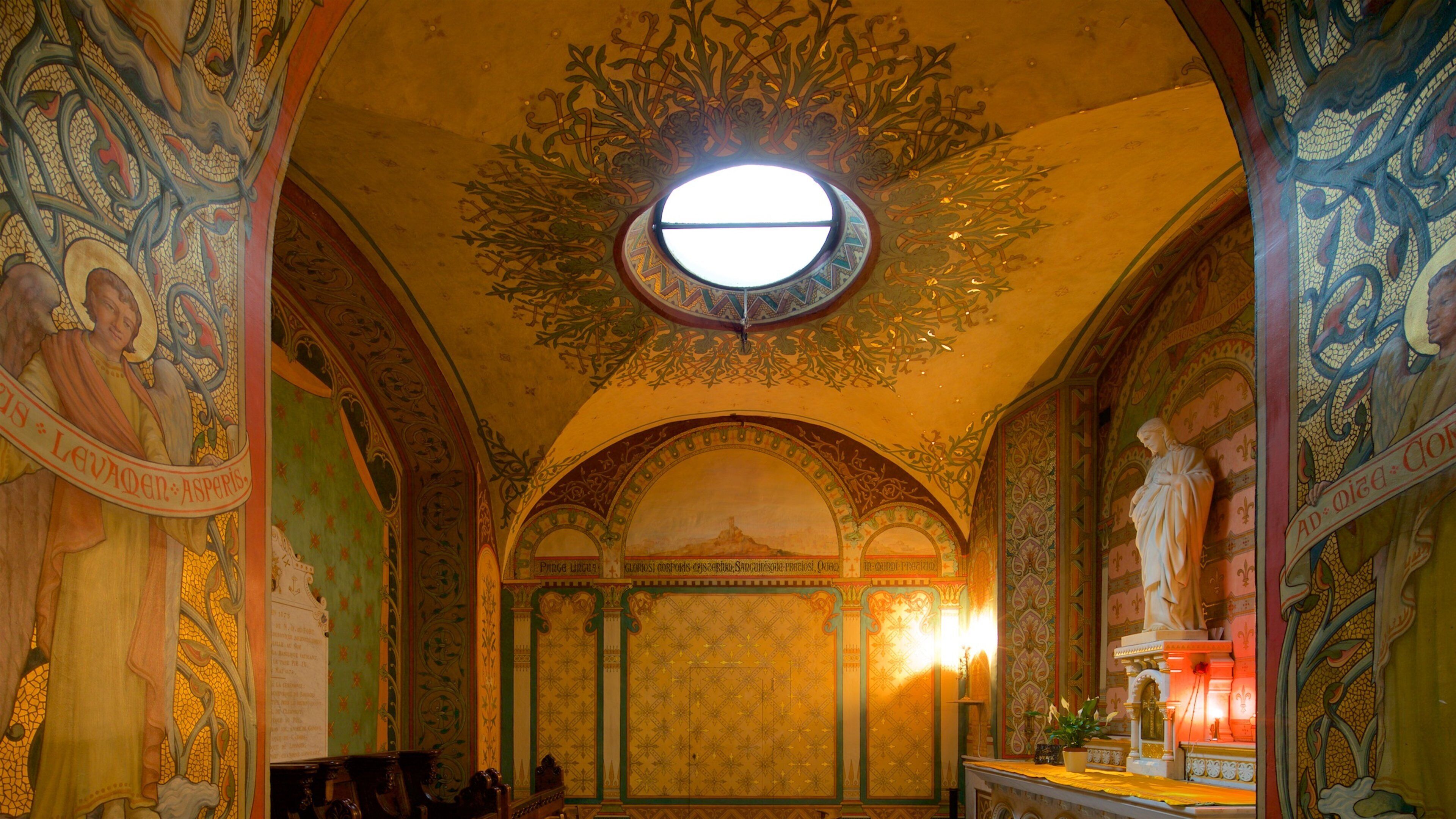 Basilica of Notre-Dame-du-Port showing interior views, heritage elements and a church or cathedral