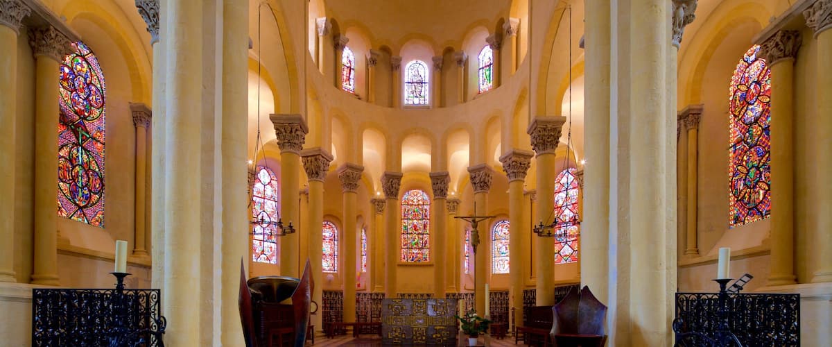 Basilica of Notre-Dame-du-Port which includes a church or cathedral, heritage elements and interior views