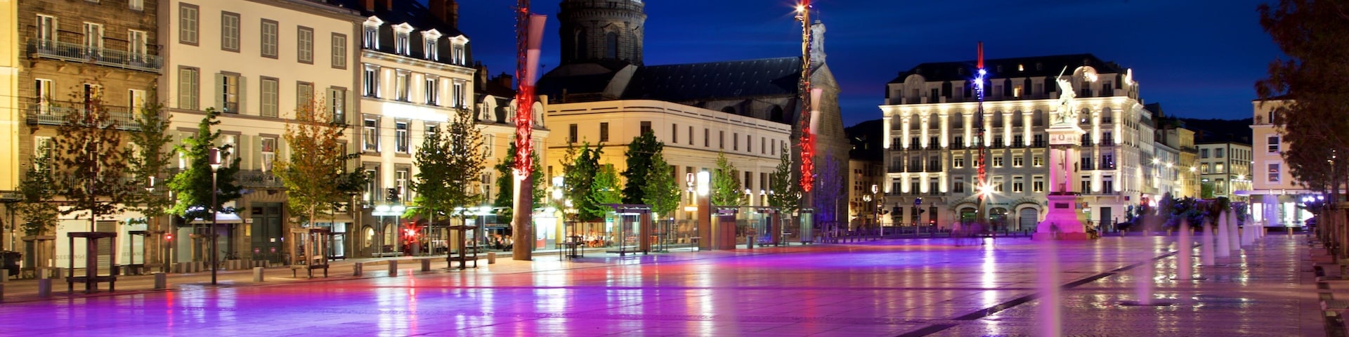 Place de Jaude featuring night scenes, a square or plaza and a city