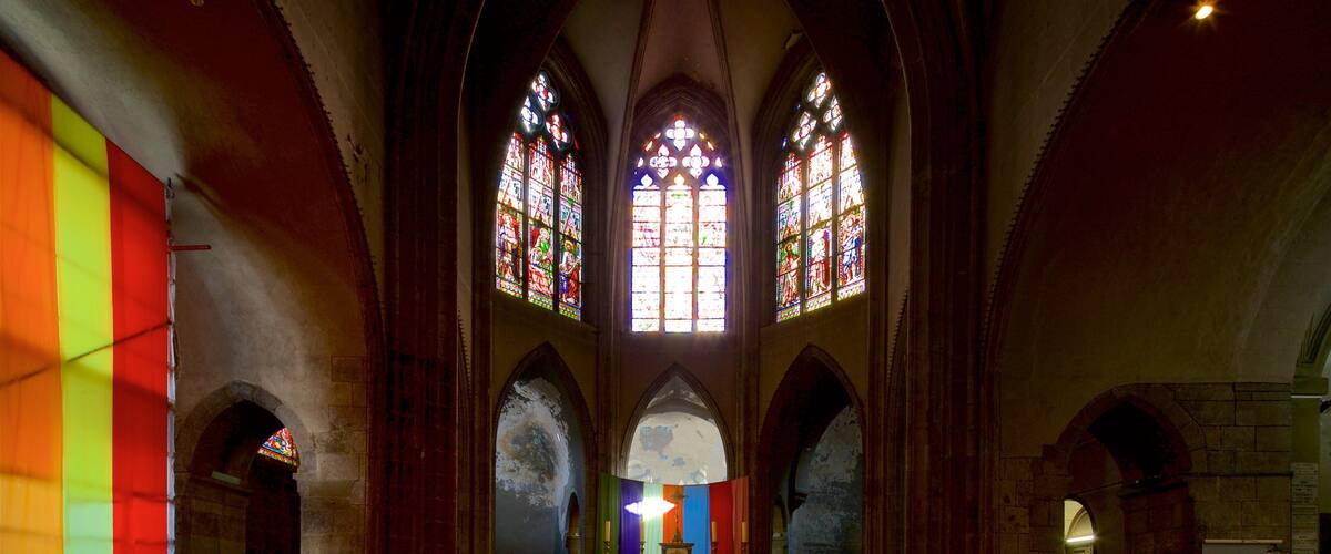 Church of Notre-Dame-du-Marthuret featuring interior views, a church or cathedral and heritage elements