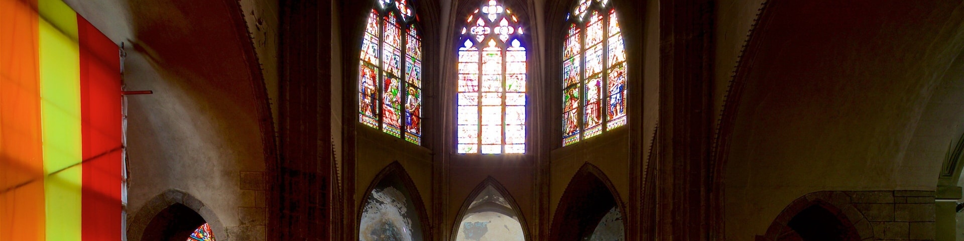 Church of Notre-Dame-du-Marthuret featuring interior views, a church or cathedral and heritage elements