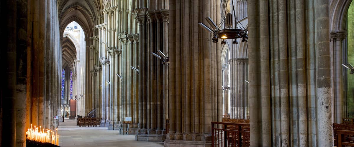 Rouen Cathedral featuring a church or cathedral, interior views and religious aspects