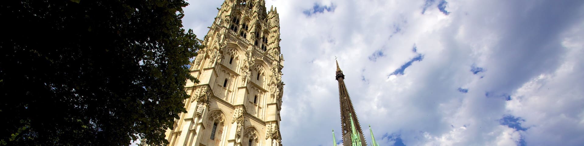 Rouen Cathedral featuring a church or cathedral, religious elements and heritage architecture