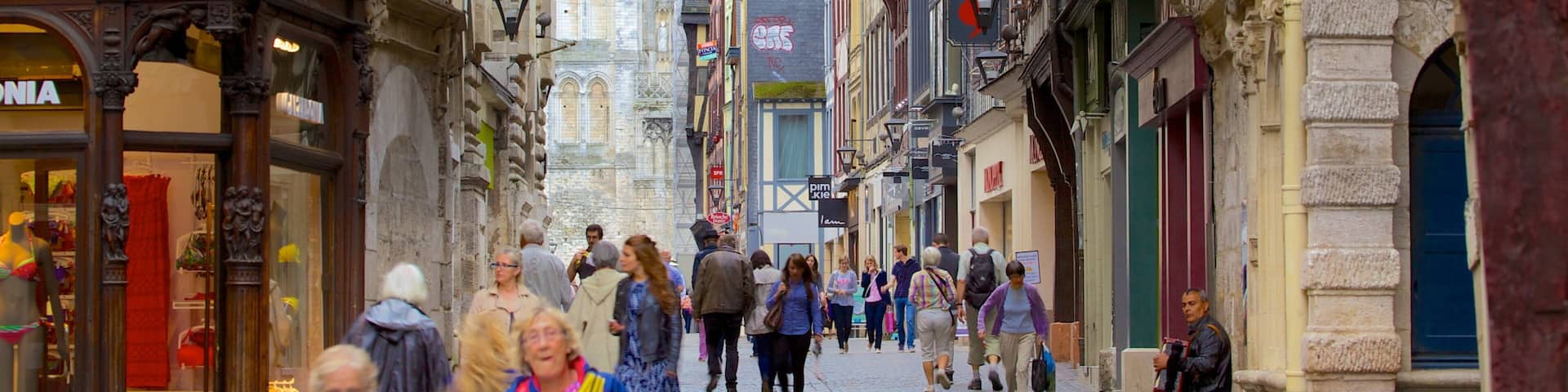 Gros Horloge as well as a large group of people