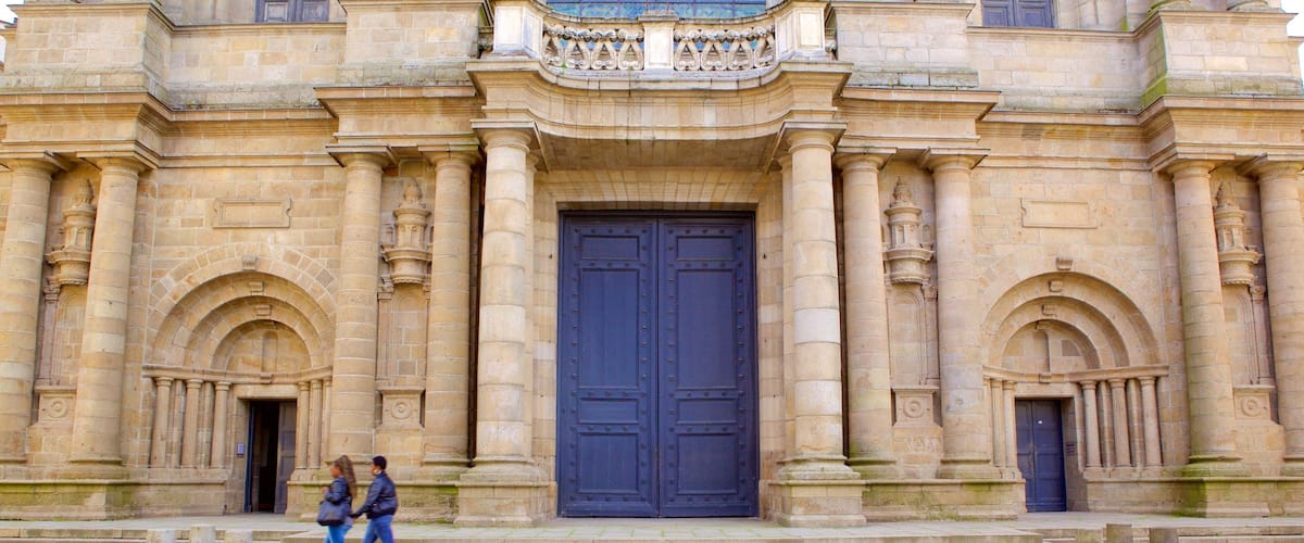 Rennes Cathedral showing heritage elements as well as a couple