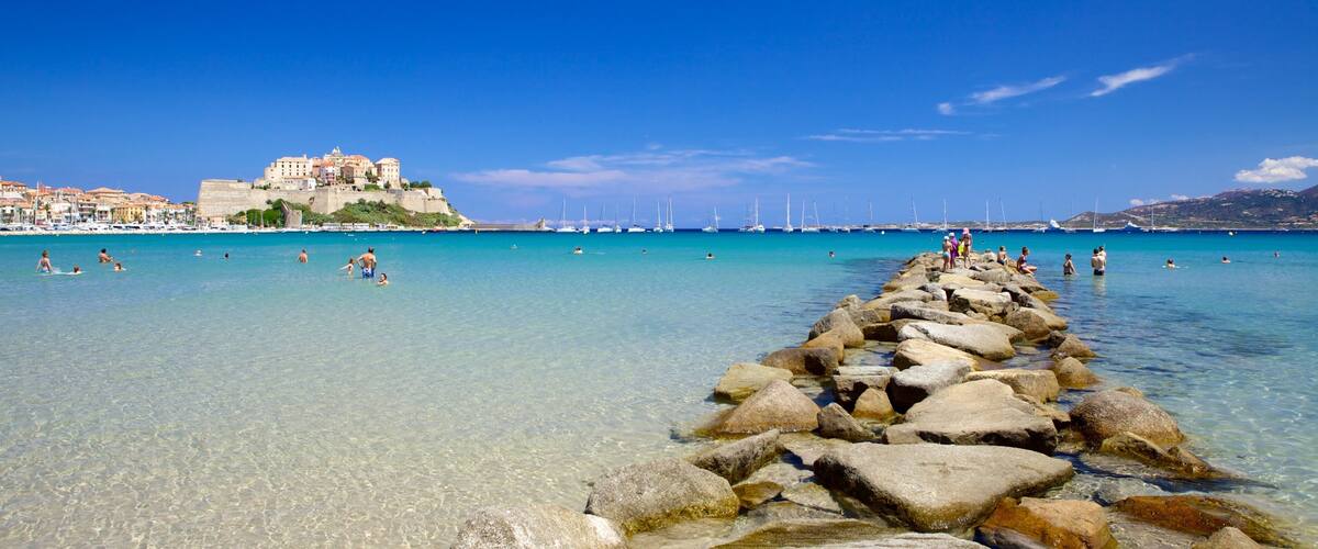 Calvi Beach which includes general coastal views
