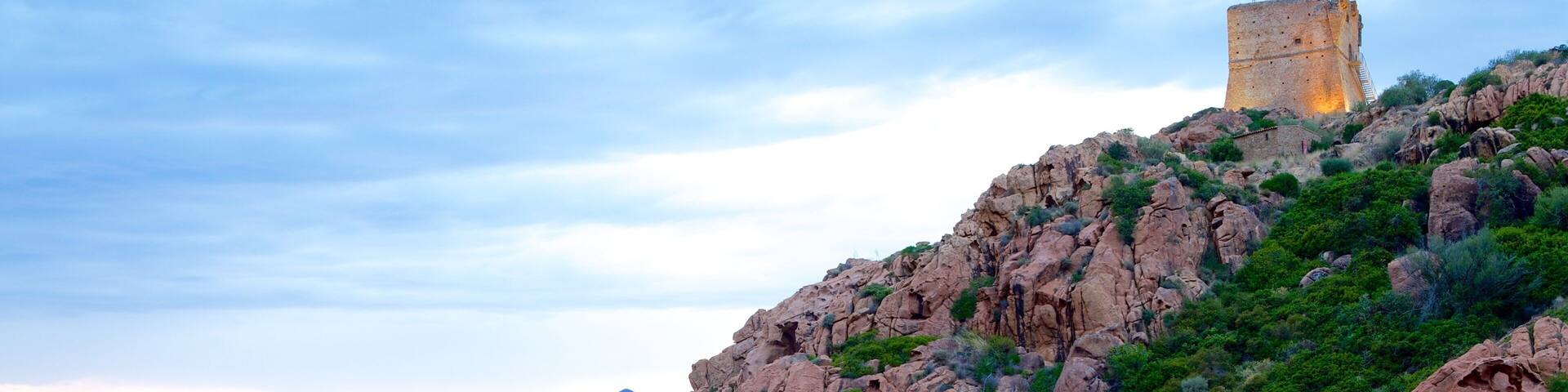 Genoese Tower which includes rocky coastline