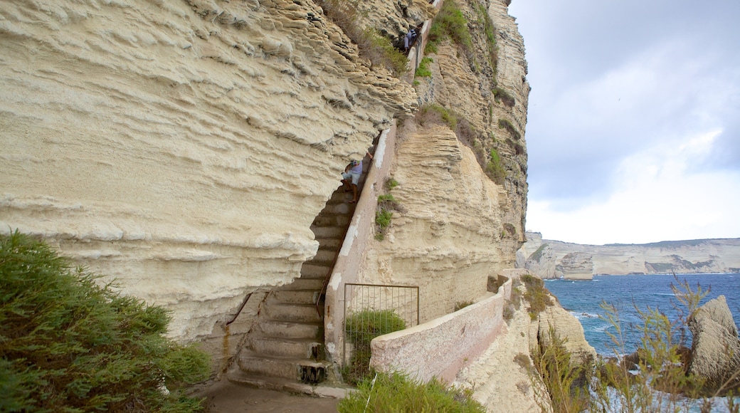 Escalier du Roi d\'Aragon featuring rocky coastline