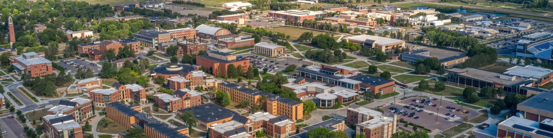 Aerial View of a large University in Brookings, South Dakota