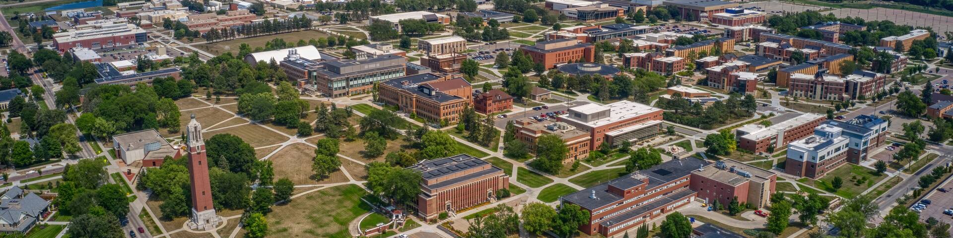 Aerial View of a large University in Brookings, South Dakota