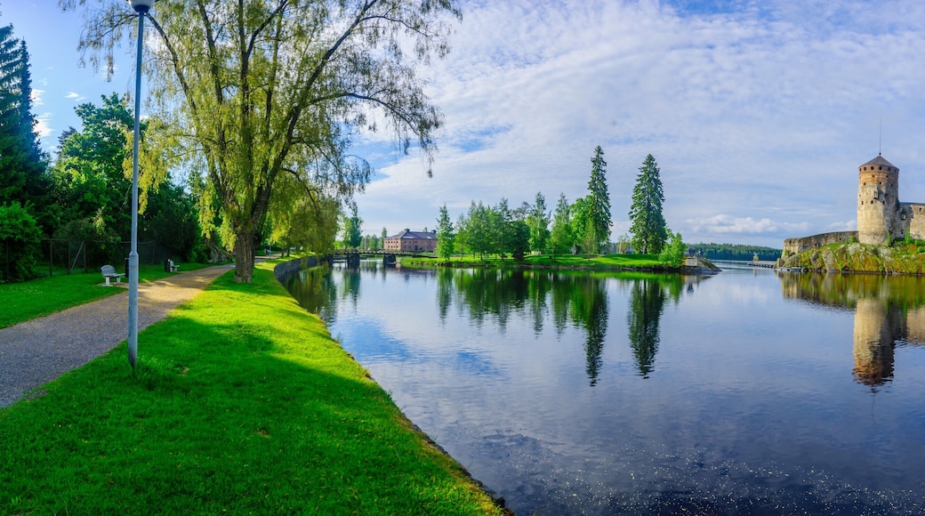 FINLAND: View of the Olavinlinna castle, in Savonlinna, Finland. It is a 15th-century three-tower castle
