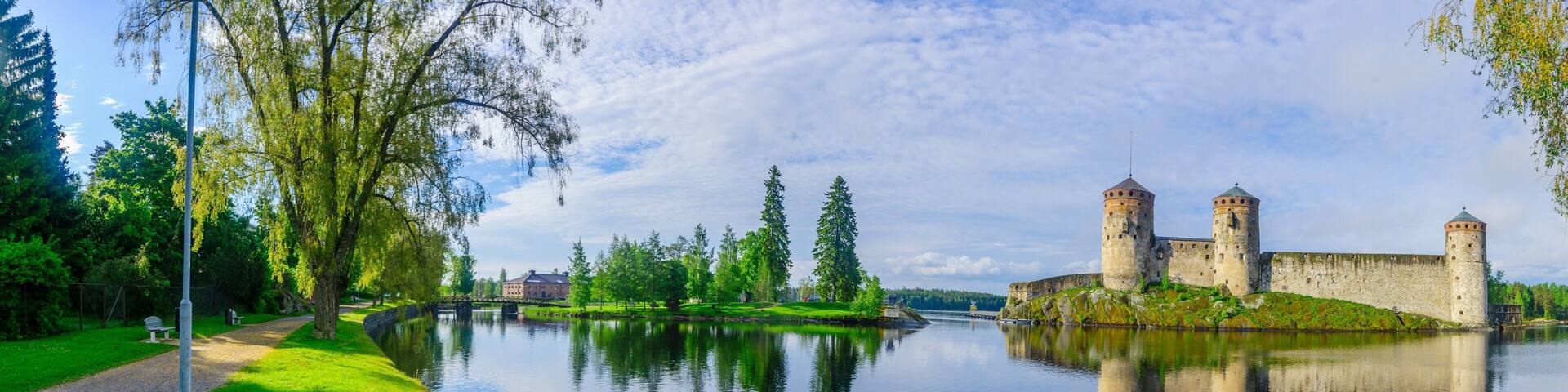 FINLAND: View of the Olavinlinna castle, in Savonlinna, Finland. It is a 15th-century three-tower castle
