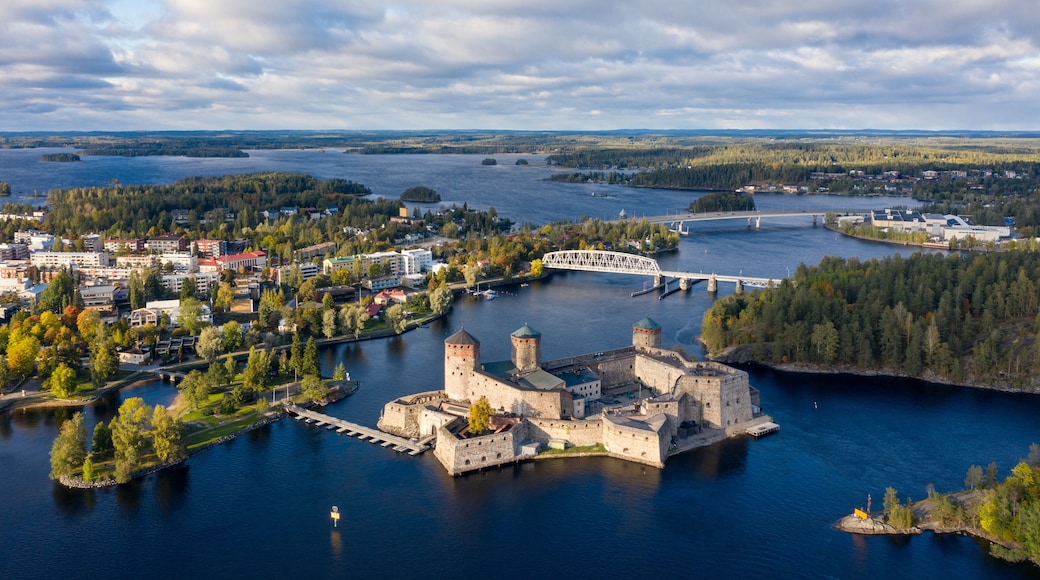 City Savonlinna bird's eye view, view of the castle Olavinlinna.