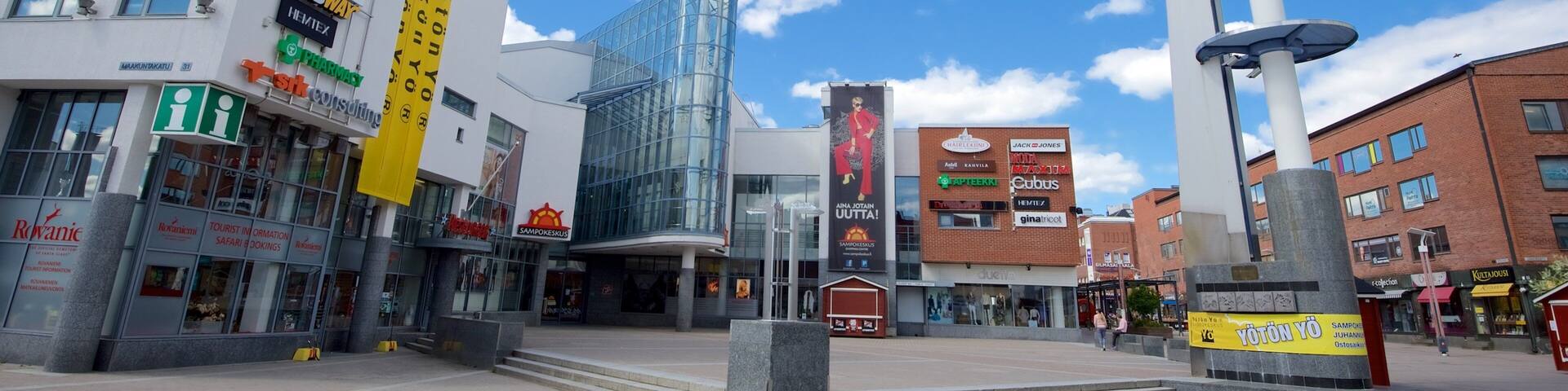 Lordi Square showing a square or plaza, signage and shopping