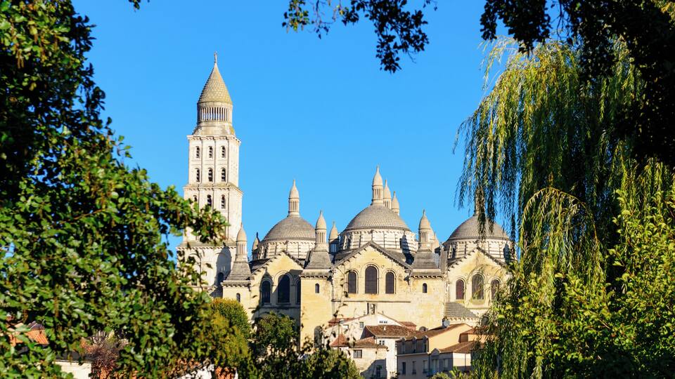 Famous Saint-Front Cathedral at the historic village Perigueux in the Dordogne region of southwestern France. The cathedral of Saint-Front was built about 1120–1173